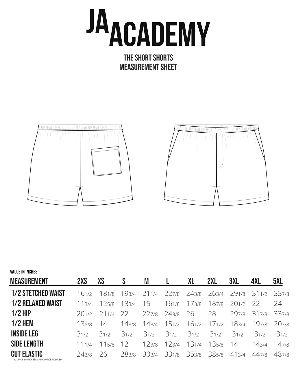 Short Shorts Pattern PDF